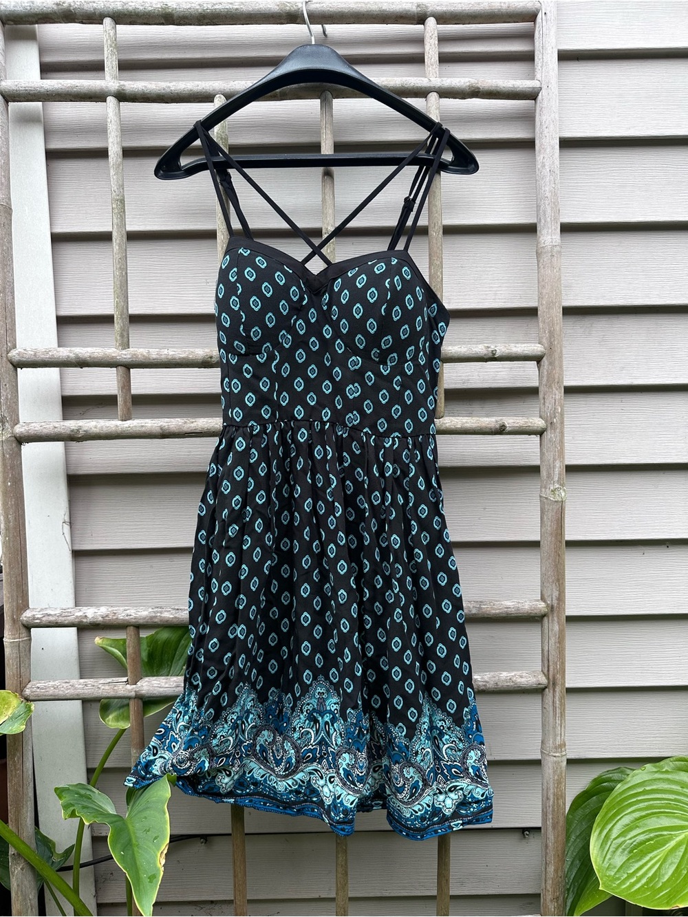 Black and blue strappy sundress